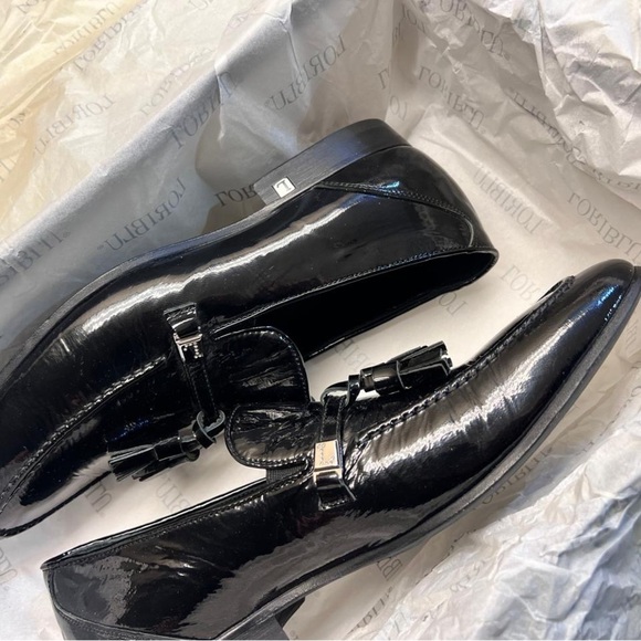 LORIBLU MADE IN ITALY LEATHER  Black Loafers Sleek Slip-Ons - Picture 8 of 15